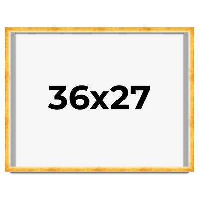 36x27 Shadow Box Frame Gold | 1.625 Inches Deep Real Wood Traditional