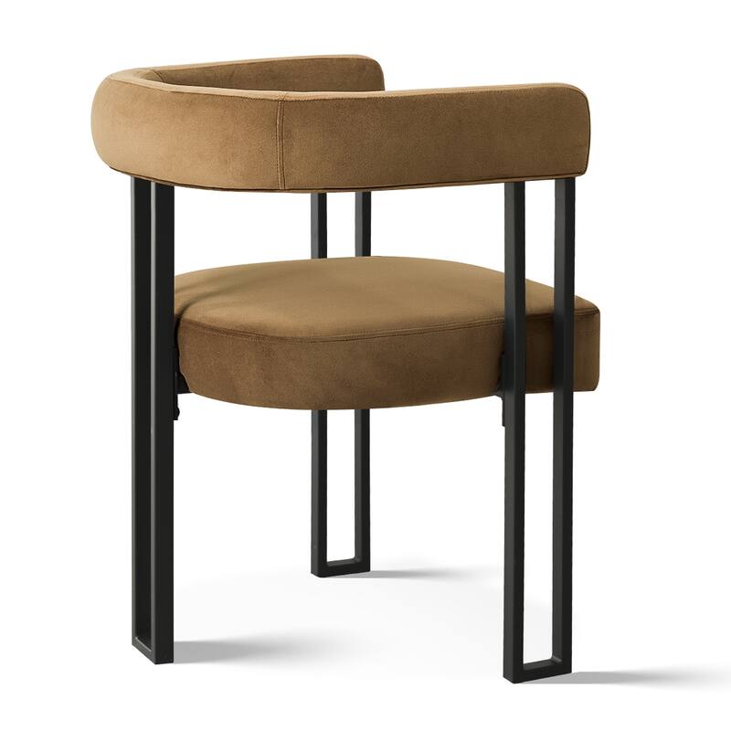 Modern Velvet Upholstered Dining Armchairs with Black Metal Legs (Set of 2/4/6)