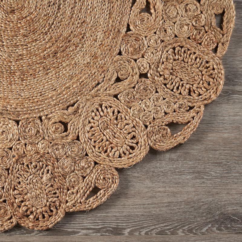 Sevita Organic Jute Medallion Area Rug, Natural