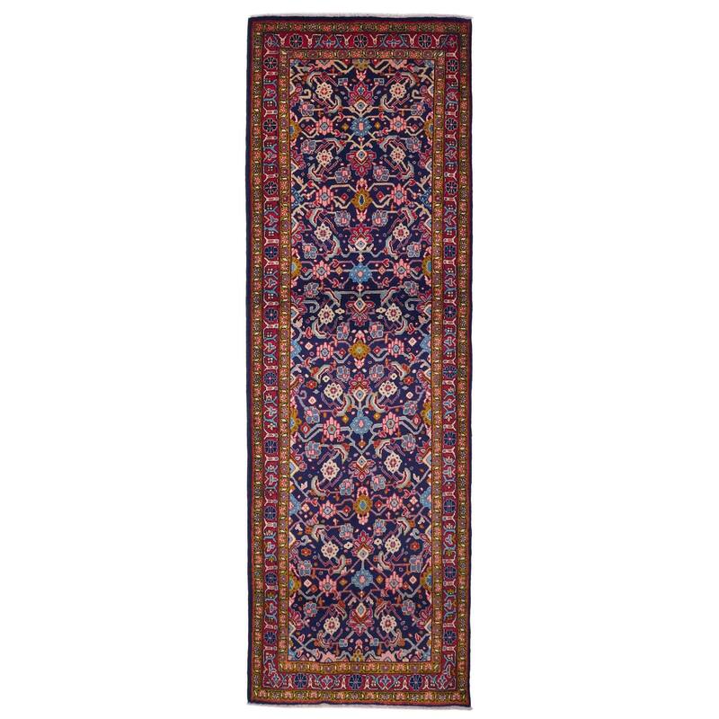 ECARPETGALLERY Hand-knotted Andelz Dark Navy Wool Rug - 3'5 x 10'8