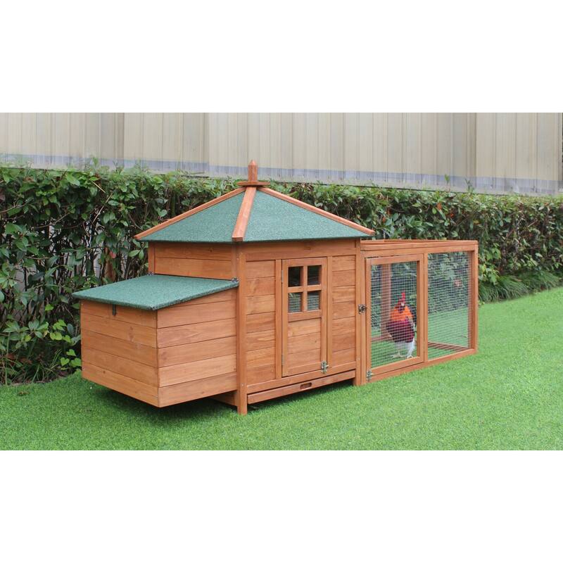 Hanover Outdoor Wooden Chicken Coop 6.4 Ft. x 2.4 Ft. x 3.2 Ft.