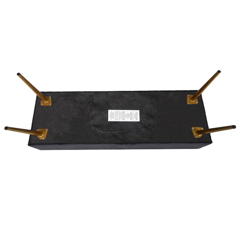 Adeco 43 Inch Velvet Bench Bed End Entryway Bench with Gold Legs