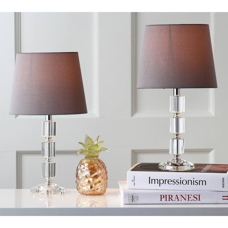 SAFAVIEH Lighting Catrina 15-inch Grey Shade Crystal Cube Table Lamp (Set of 2) - 9"x9"x16" - 9"Wx9"Dx16"H