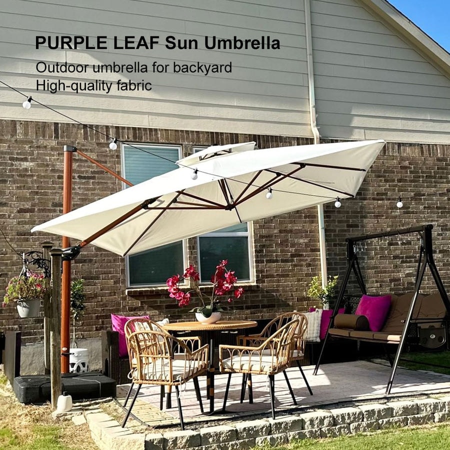 ブイズ（Flar, Vapor, Jolt, Esp, Umbr, Sylv） PURPLE LEAF 11ft Square Wood Pattern Patio Cantilever