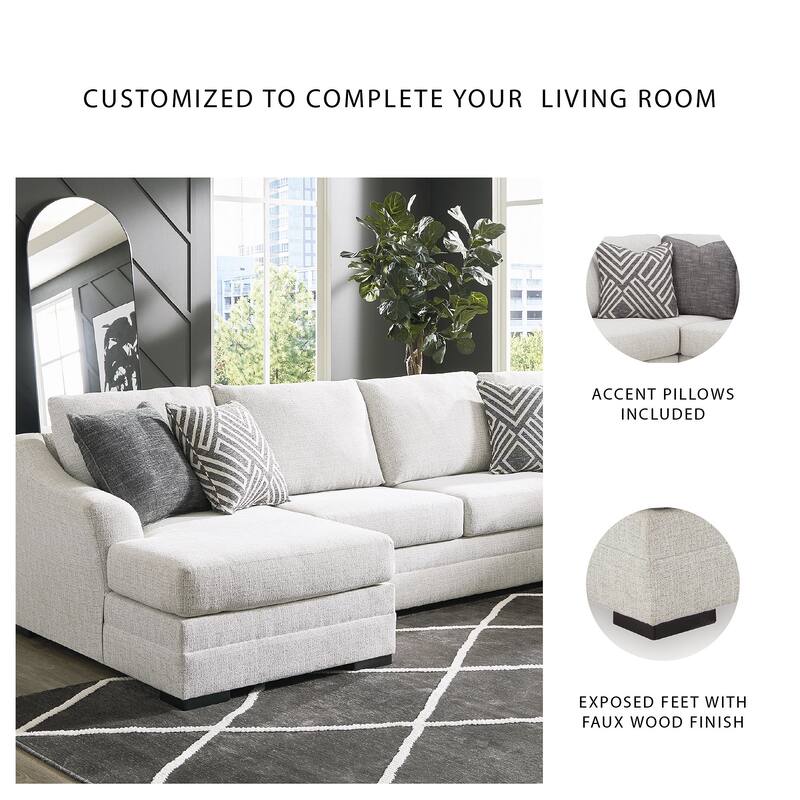 Signature Design by Ashley Koralynn Beige 3-Piece Sectional with Chaise