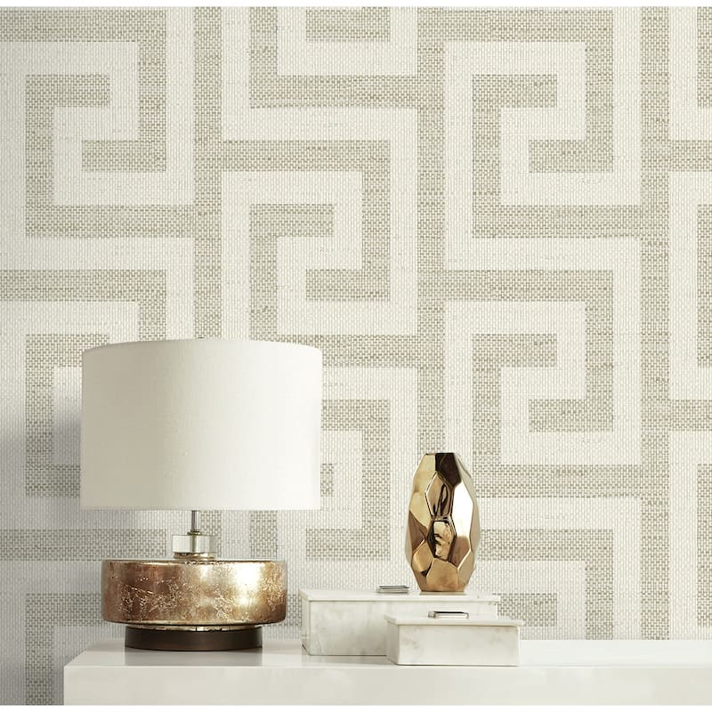 Lillian August Luna Retreat Greek Key Embossed Vinyl Unpasted Wallpaper