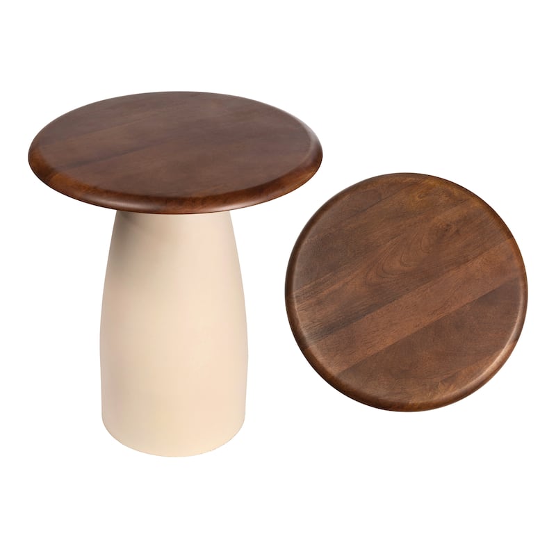 JONATHAN Y Skye 18" Square Wood/Metal Accent Table - 15.75L x 15.75W x 18H - Walnut Ivory (round)