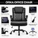preview thumbnail 4 of 6, BOSSIN Adjustable Flip-Up Arms Ergonomic Office Chair,PU Leather High-Back Computer Chair with Lumbar Support,Black