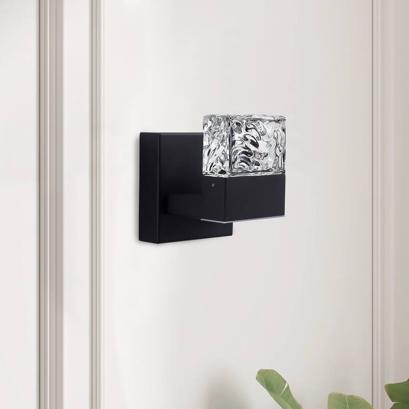 Modern Black Textured Glass LED Bathroom Vanity Light