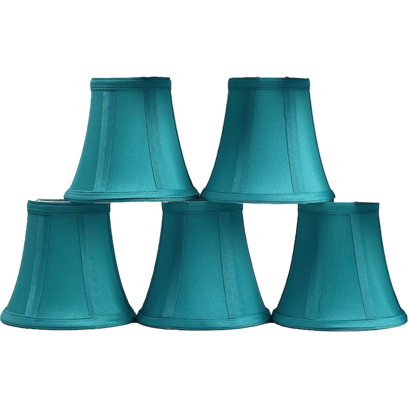 Teal Silk Bell Chandelier Lamp Shade, 3-inch by 5-inch by 4.5-inch, Clip-on - 5*5