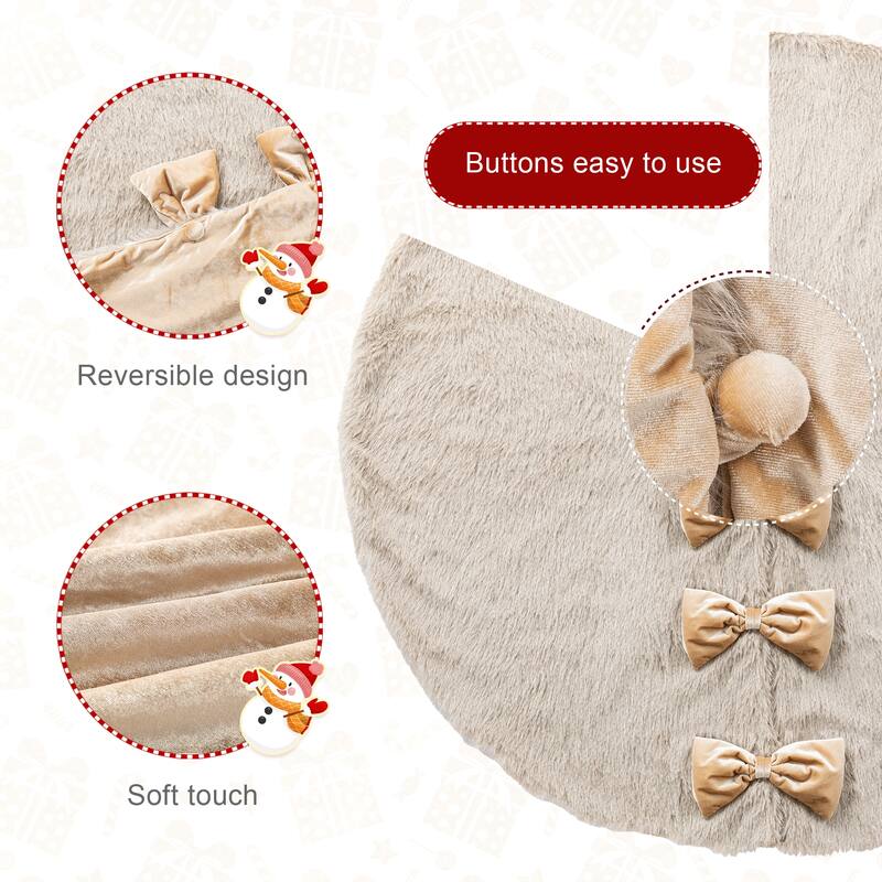 Glitzhome Set of 2 or 3 Faux Fur 48"D/60"D Tree Skirt & Christmas Stocking Decorations