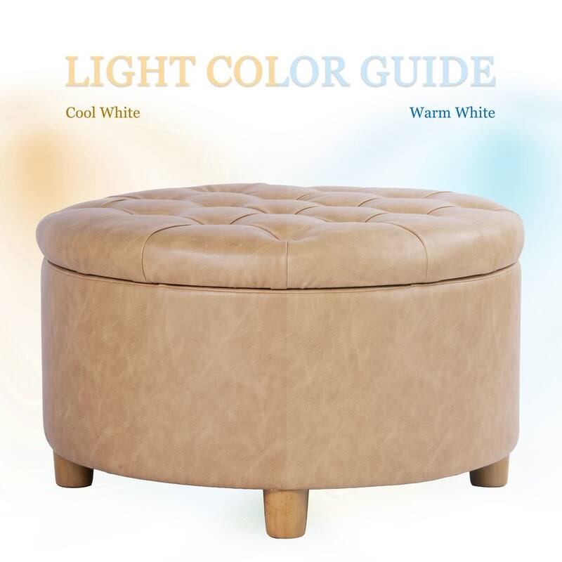 HomePop Button Tufted Round Storage Ottoman