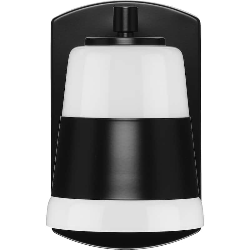 Haven Collection One-Light Matte Black Opal Glass Luxe Industrial Bath Light - 4.75 in x 6.75 in x 7.87 in
