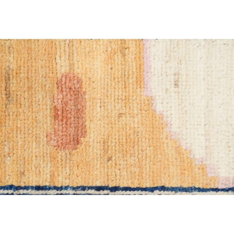 Hand Knotted Oriental 100% Wool Carpet Transitional Floral Navy Blue & Blues Oushak Area Rug - 9' 10'' X 8' 3''