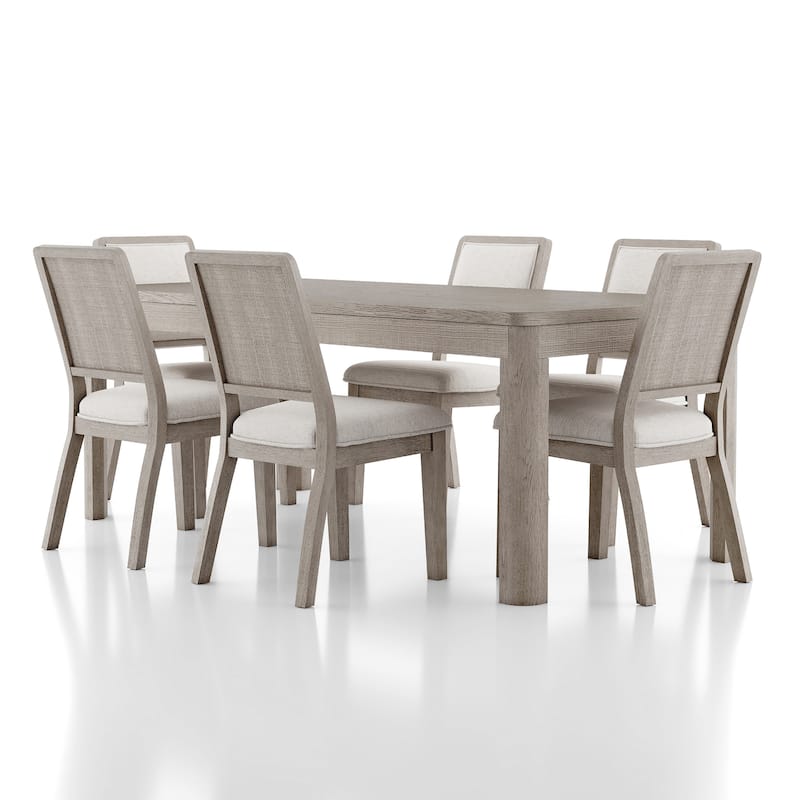 Furniture of America Billet Modern 7-Piece Natural Oak Wood Dining Set