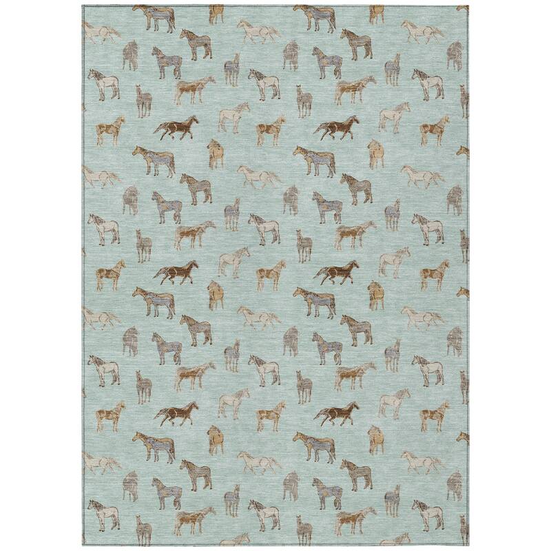 Machine Washable Indoor/ Outdoor Horses Chantille Rug