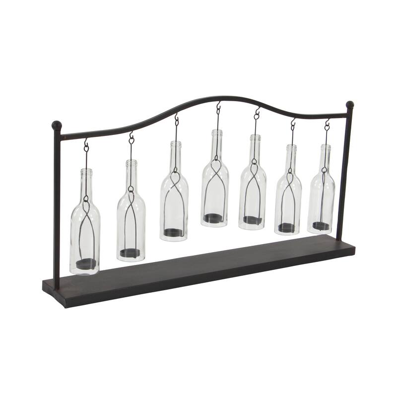 Metal Hanging Bottle Decorative Indoor Outdoor Candle Lantern - Black - Roche River Decor