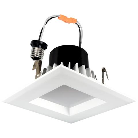 Goodlite 4 Inch LED Square Retrofit Downlight Fixture, E26 Base, Smooth Trim, Dimmable.14W 1000 Lumens 100w Eqv. CRI 90 (3 Pack)