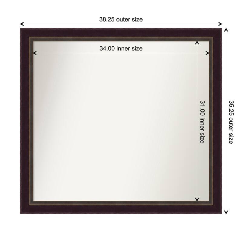Signore Bronze Framed Non-Beveled Custom Wall Mirror, Bathroom Vanity Mirror - Outer Size: 38.25 x 35.25