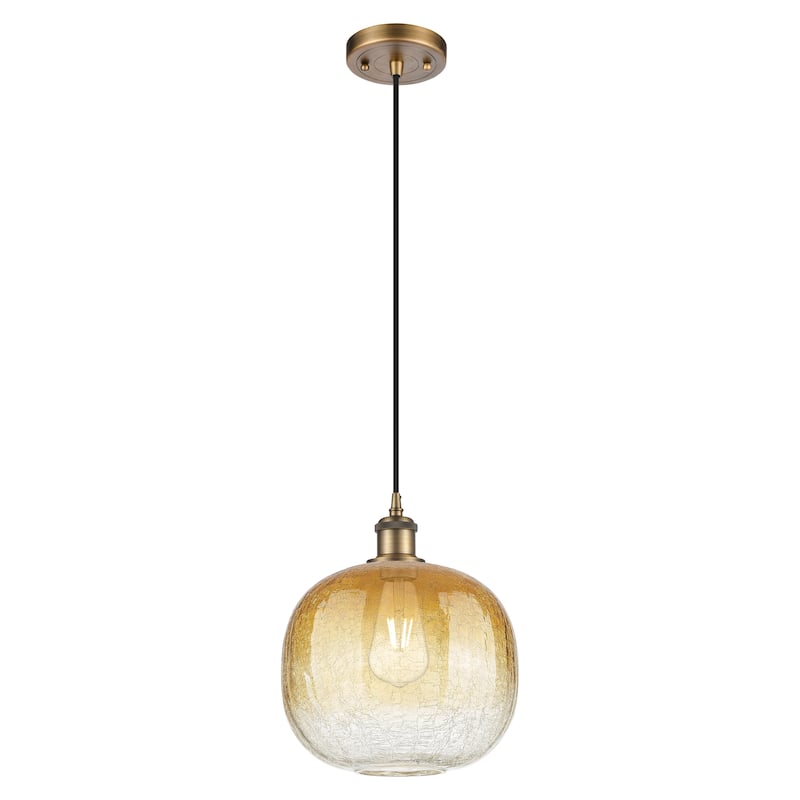 Innovations Lighting Endless Possibilities Ballston - Brookhaven Sphere - 1 Light 11" Cord Hung Mini Pendant - Brushed Brass/Amber