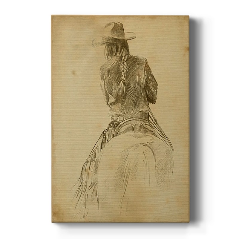 Cowgirl on Horseback I Premium Gallery Wrapped Canvas - Ready to Hang - 24X36