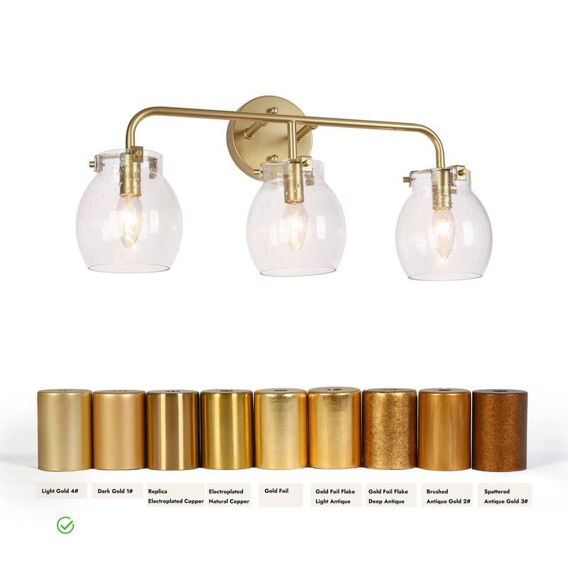 2/3/4-Light Modern Gold Bathroom Vanity Light Dimmable Seeded Glass Wall Sconces
