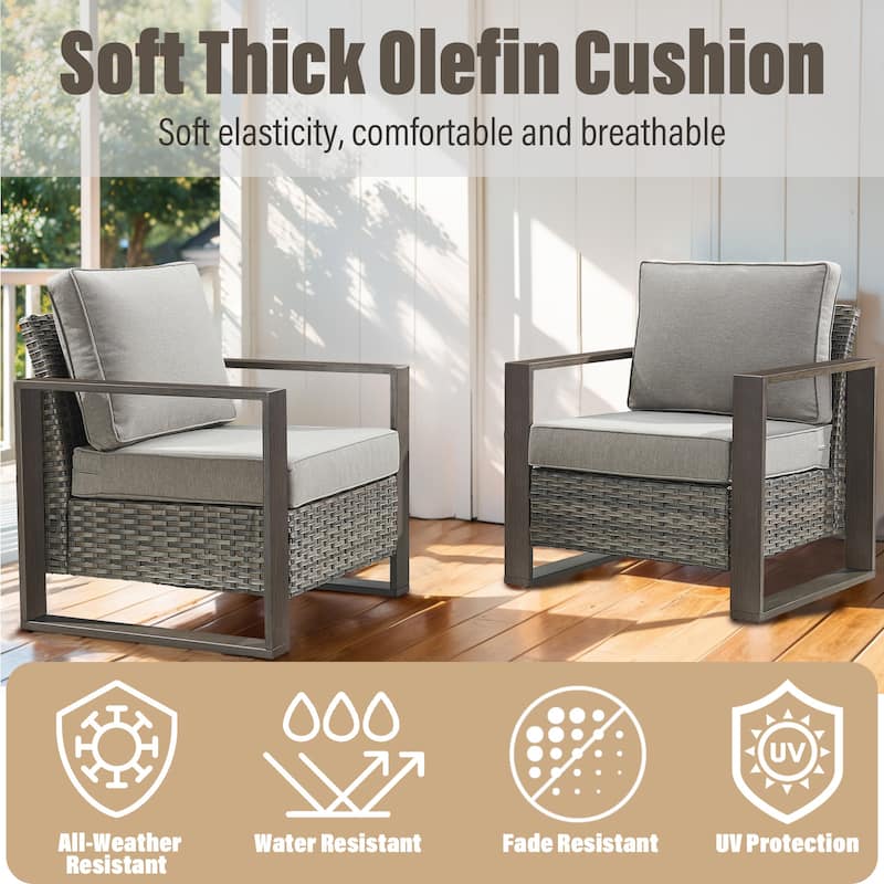 Gymojoy Patio Furniture Chair with Rattan Sofa Ottomans