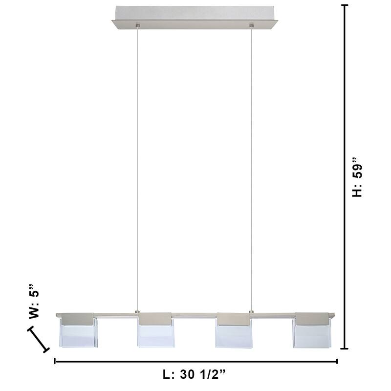 Eglo Vicino 4-Light Matte Nickel LED Linear Pendant with Frosted Clear Glass