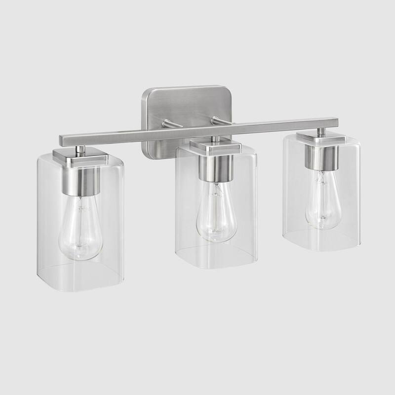 KAWOTI 3 Light Bathroom Vanity Light with Rectangular Glass Shade