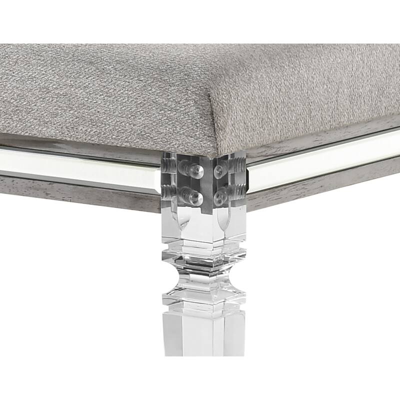 Evonne 5 Piece Gray LED Upholstered Panel Bedroom Set