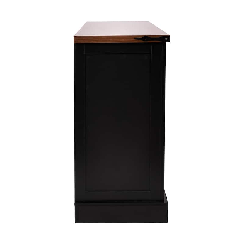 63" Barn Door Storage Cabinet with 2 Drawers & Door Rack, Large Buffet Table Coffee Bar Cabinets with Adjustable Shelves
