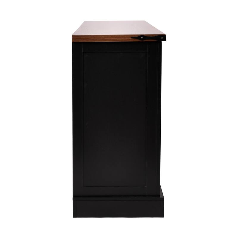 Coffee Bar Cabinet with Barn Doors & Drawers, Sideboard with Adjustable Shelves & Door Rack, Large Kitchen Storage Cabinet