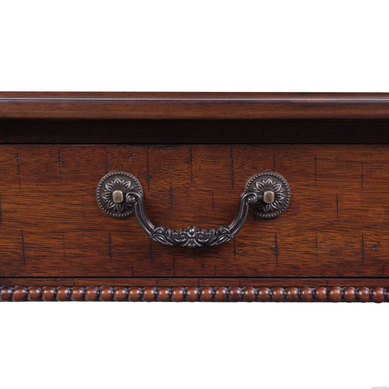 Wooden Sofa Side Table End Table, Coffee Table with Storage Drawer, Cocktail Table with Solid Gourd-Shaped Legs