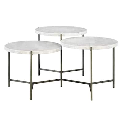 38" White and Black Contemporary Tiered Coffee Table