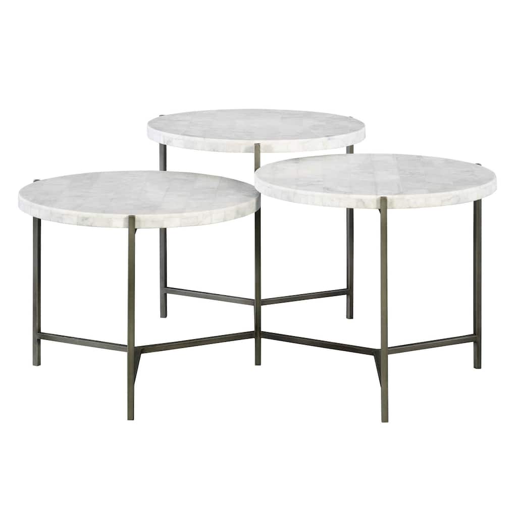 38" White and Black Contemporary Tiered Coffee Table