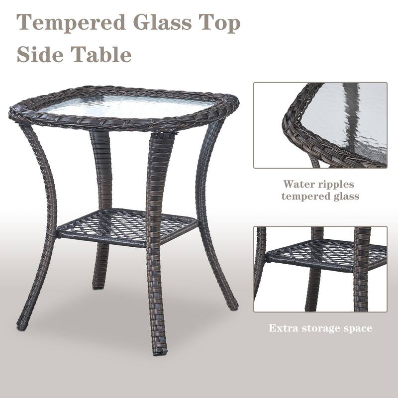 Patio Loveseat with Swivel Chair and Coffee Table
