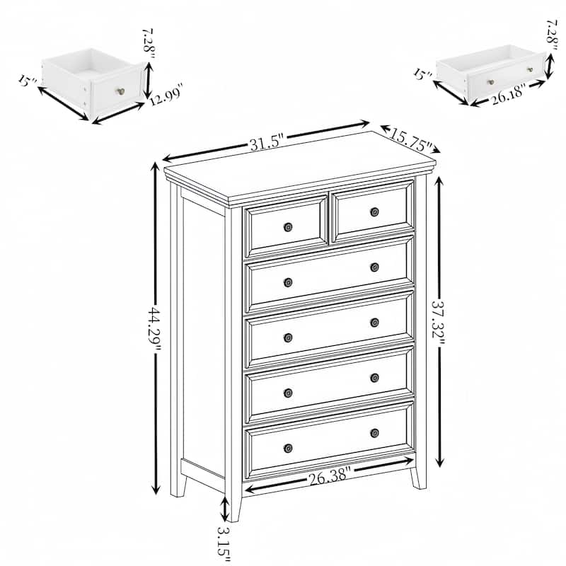 Modern Wood 6-Drawer Dresser for Living Room