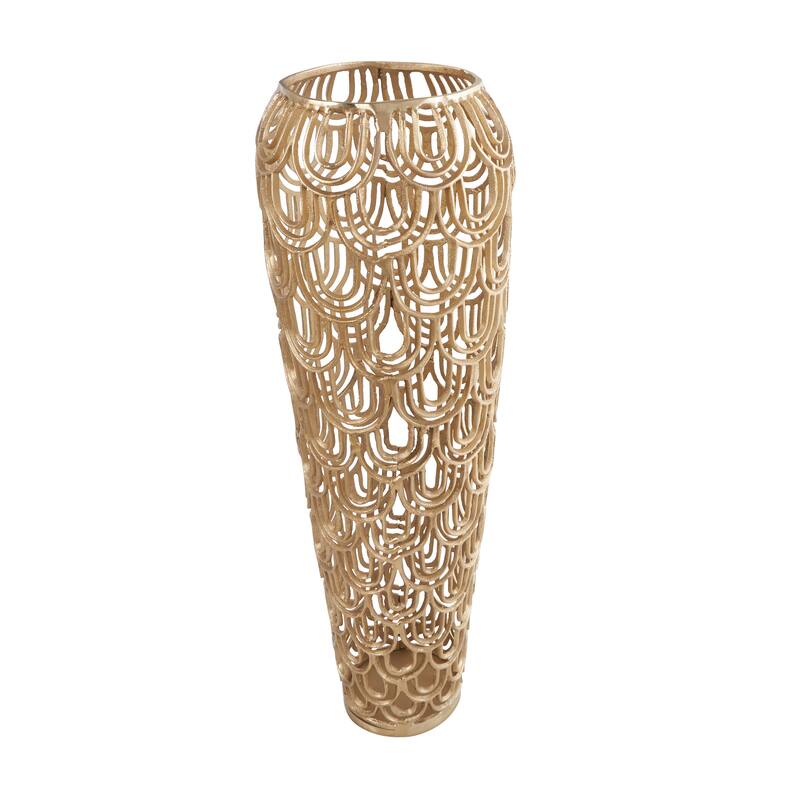 Gold Aluminum Metal Art Deco Inspired Arched Geometric Vase