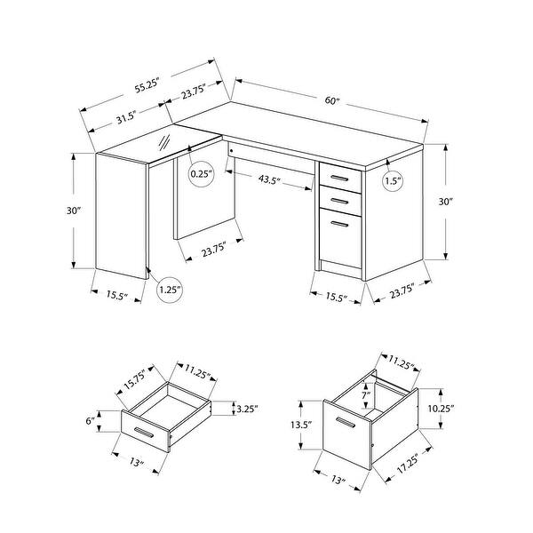 Shop Monarch 7136 White Corner With Tempered Glass Computer Desk