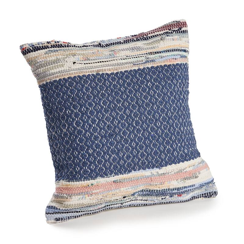 Sevita Meldi Bohemian Diamond Blue/Multicoloured Cotton Blend Throw Pillow