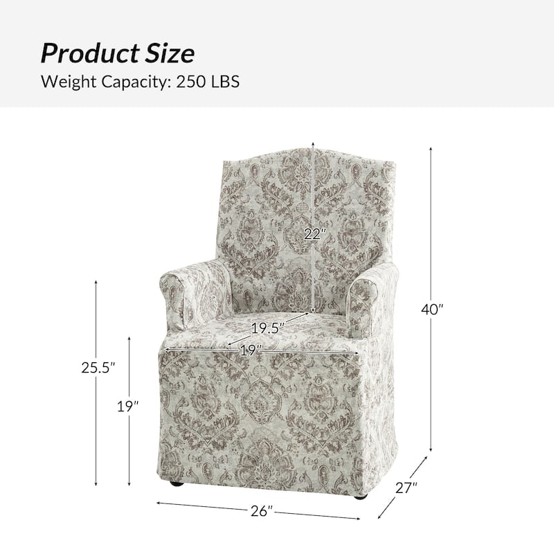 Alethea Upholstered Slipcover Arm Dining Chair with Soild Wood Legs Set of 2 by HULALA HOME