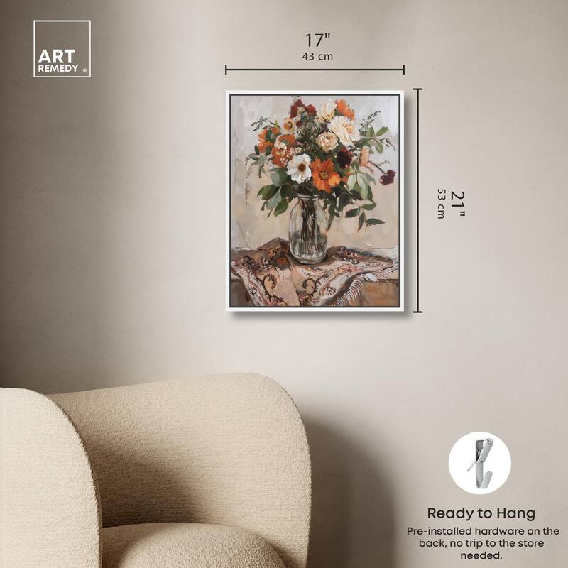 Delicate Glass Vase and Flowers Canvas by Art Remedy