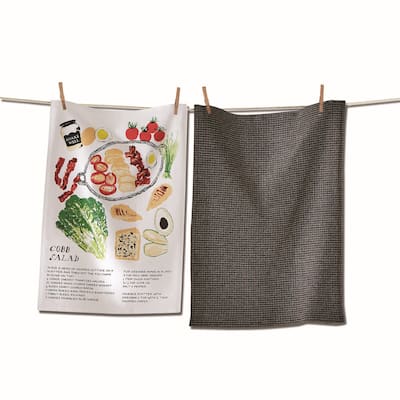 Cobb Salad Dishtowel Set of 2 - Colorful Cotton Kitchen Towels for Everyday Use, Machine Washable, 13" x 26"