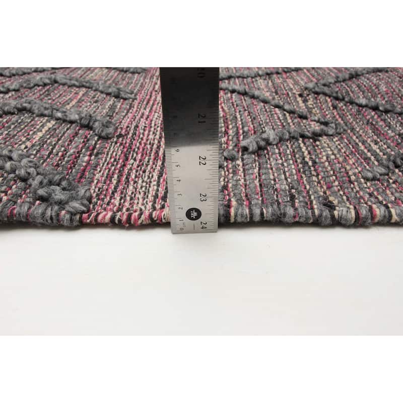 ECARPETGALLERY Braid weave Sienna Grey Wool Rug - 6'1 x 9'5