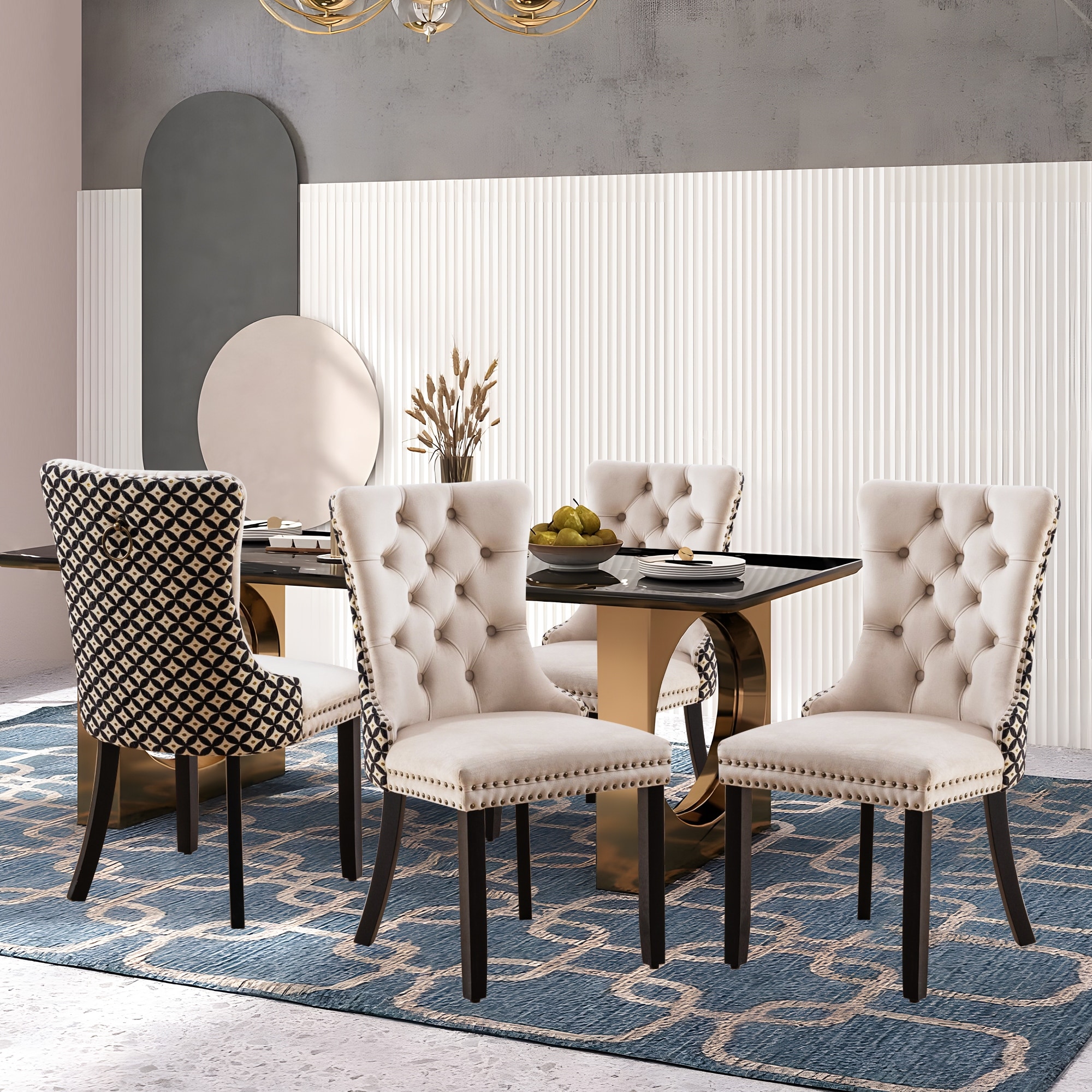 Modern Tufted Velvet Side Dining Chairs (Set of 4)