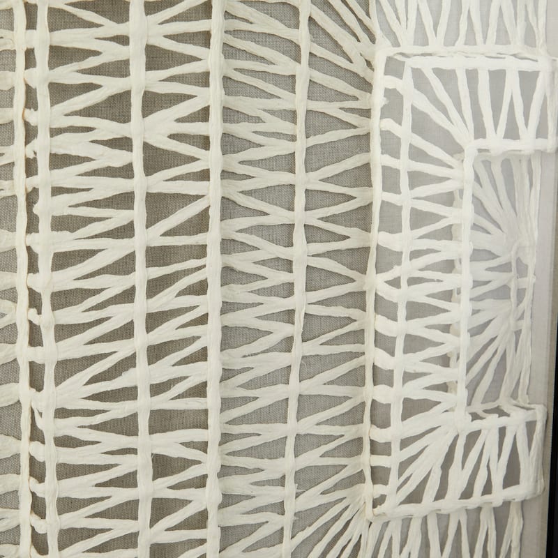 Paper Geometric Handmade 3D Origami Shadow Box with Black Frame - Set of 2 White - Roche River Decor