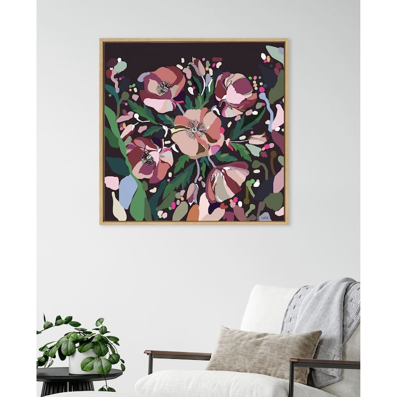 Kate and Laurel Sylvie Flowers Framed Canvas by Inkheart Designs