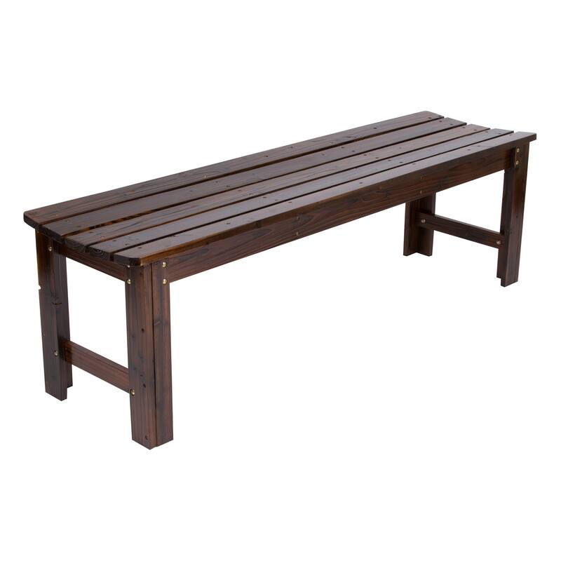 Shine Company 5FT Backless Garden Bench, Cedar Wood, HYDRO-TEX Finish