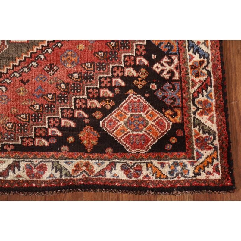 Hand Knotted Oriental 100% Wool Carpet Traditional Tribal Red Abadeh Area Rug - 5' 0'' X 3' 7''