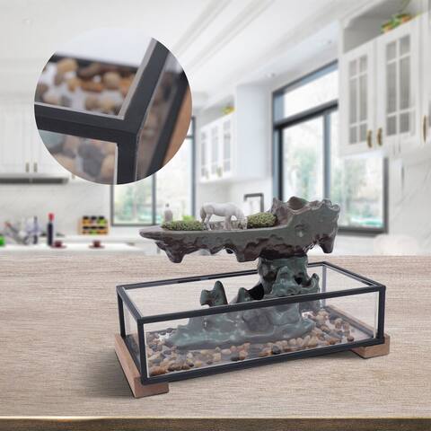 Tabletop Water Fountain Desktop Waterfall Fountain Decoration - 16.9x 8 x 8.inches